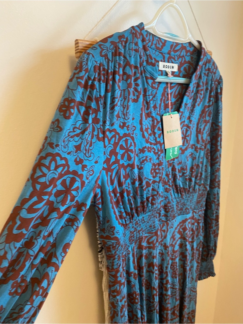 Boden Ivy Smocked MIDI Dress in Blue Paisley - Picture 4 of 6